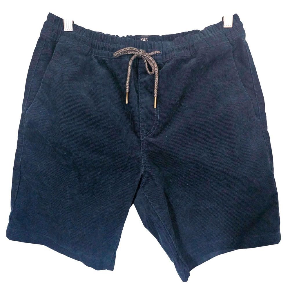 Volcom Corduroy‎ Drawstring Shorts Men's Small Teal Green/Blue Elastic Summer